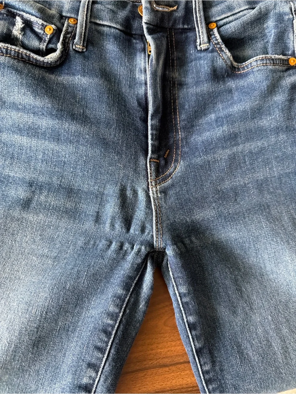 MOTHER High Waisted Looker Skinny Jeans Teaming Up Blue Size 25